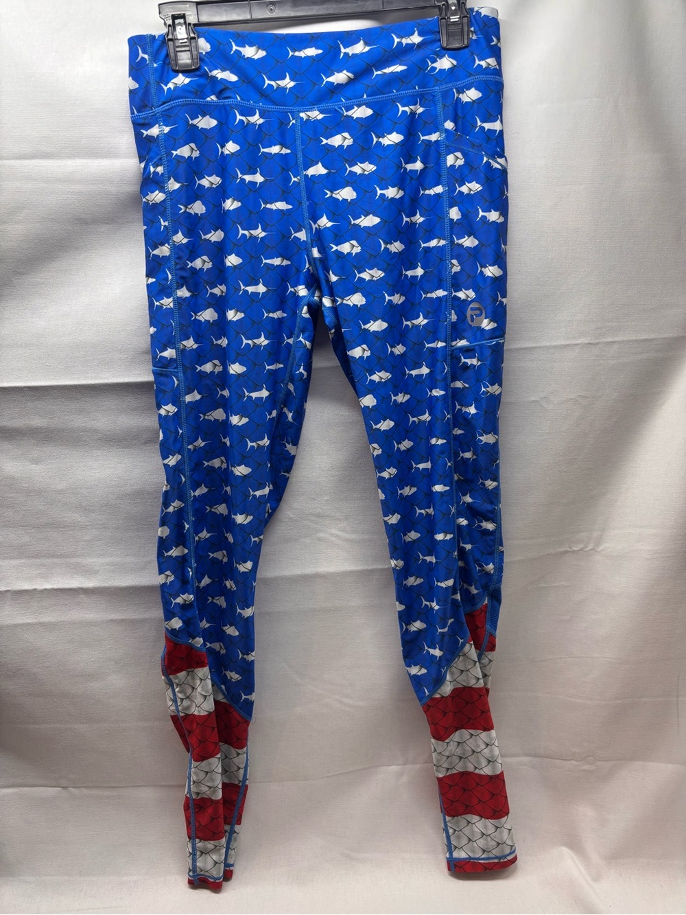 Pelagic Blue White & Red Performance Leggings Size Large